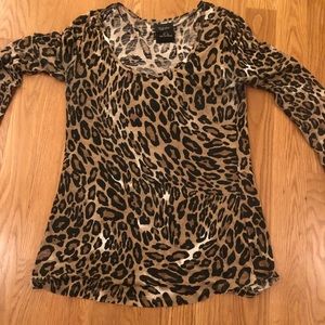 Zara Animal Cheetah Print Scoop Shirt